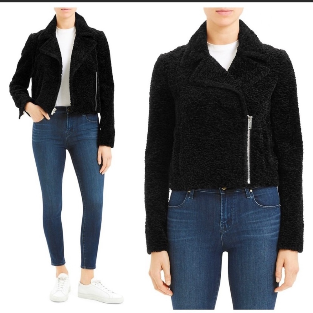Theory Crop Textured Moto Jacket